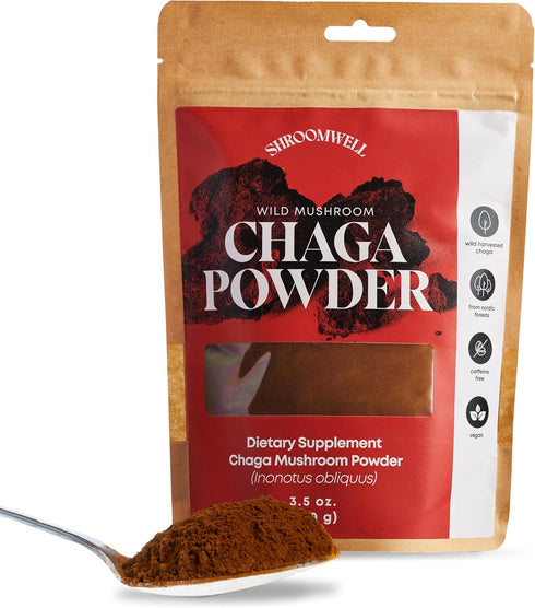 Chaga Mushroom Powder - Wild Harvested Chaga Powder from Estonian Forests. Chaga Mushrooms Powder with Antioxidants for Chaga Tea and Chaga Coffee...