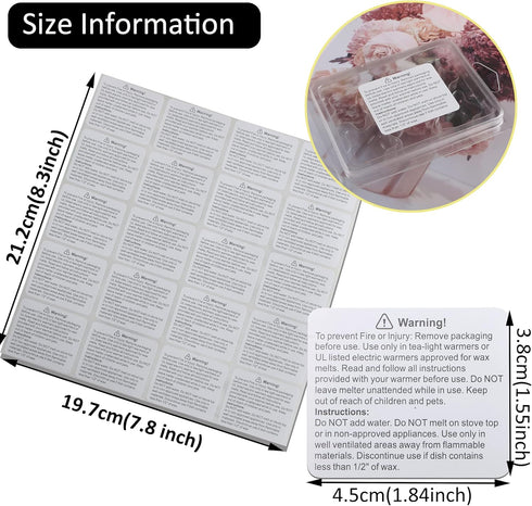 MILIVIXAY 500 pcs Wax Melt Warning Labels Candle Warning Label for Clamshell, 1.8 x 1.5 inche....