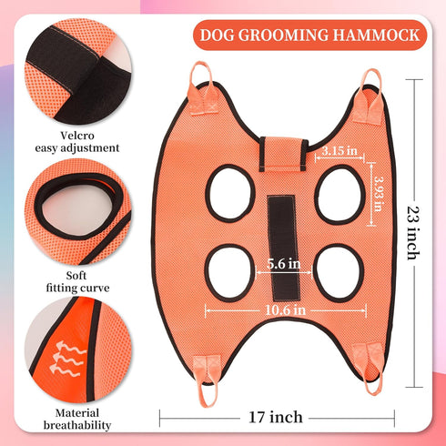Dog Grooming Hammock, Pet Grooming Hammock for Cats & Dogs with Security Strap, Dog Sling for Nail Trimming with Nail Clippers/Trimmer, Nail File,...