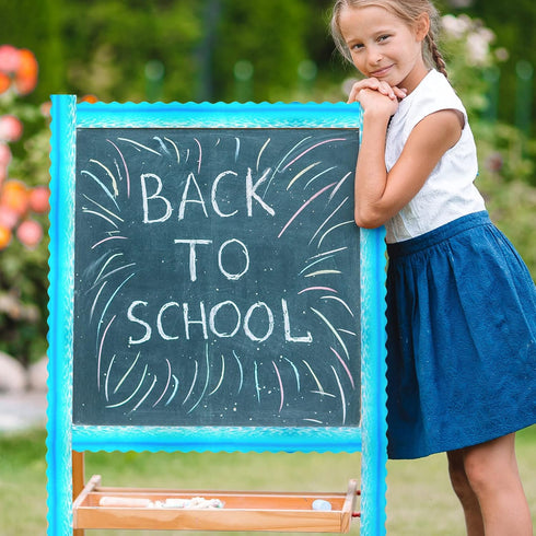 63 Pieces Ocean Waves Bulletin Board Borders Trim Self Adhesive Blue Bulletin Board Trim Decor for Summer Back to School Classroom Office Chalkboa...