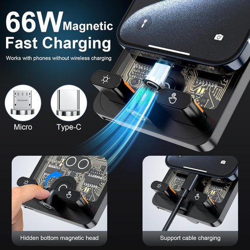 15W Fast Wireless Car Charger Vent Mount - Auto-Clamping Air Vent Phone Holder for iPhone 15/15 Pro/15 Pro Max, Samsung Galaxy...
