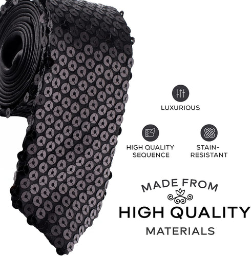 Mens Fashion Sequin Skinny Tie - Great for Weddings, Parties, Costumes, Halloween - Many Colors to Choose From...
