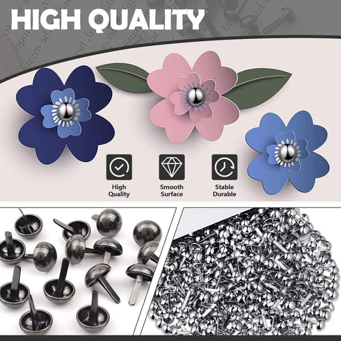 Modixun 600pcs Brads Round Fasteners, 4 Colors Paper Fasteners with Storage Box, Metal Mini Brads Fasteners Split Pins for Art Craft Scrapbooking ...