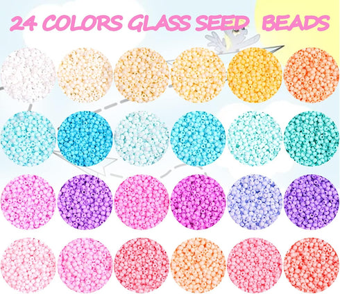 2mm Bracelet Making Kit Beads,20160pcs Glass Beads for Jewelry Making, Pastel Macaron Small Beads for Earring Necklace Ring Making with Alphabet L...