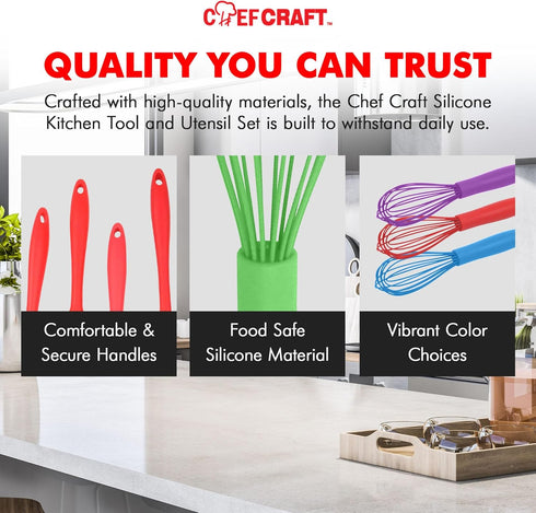Chef Craft Premium Silicone Wire Cooking Whisk, 10.5 inch, Green...