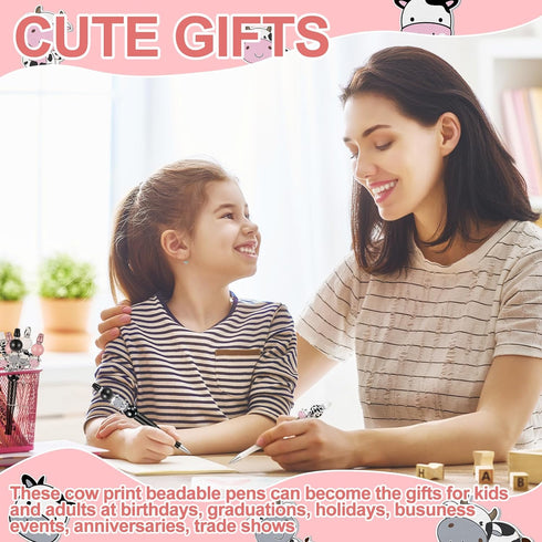 Colarr 24 Sets Plastic Beadable Pens DIY Pens Making Kit Assorted Bead Pens Wood Beads Crystal Spacer Beads Black Ink Ballpoint Pen for Women Stud...