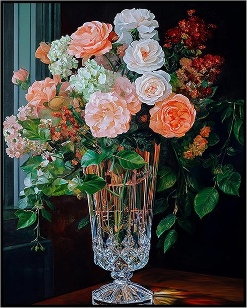 Posterizer 1 pcs-lush arrangement of roses and wild flowers 2-Floral & Botanical Art Gift for Art Lovers Decor for Home & Office- unframed wall ar...