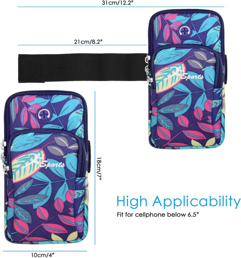 Sports Arm Bag, Universal Unisex Armbands Exercise Workout Running Gym Armbands Phone Holder Pouch Case with Earphone Hole for Cellphone,#2Blue...
