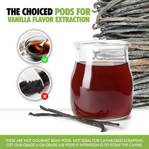 26 Organic Madagascar Vanilla Beans Extract Exclusive Grade B| 4.5" - 5.5" by FITNCLEAN VANILLA| Certified USDA Organic. Bulk Dry Whole Bourbon NO...
