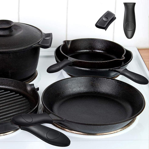 6Pcs Silicone Pot Pan Handle Sleeve, Cast Iron Pot Pan Handle Covers, Dishwasher Safe Heat Resistant Hot Handle Holder 4 Pcs Sleeves 2 Pcs Handle ...