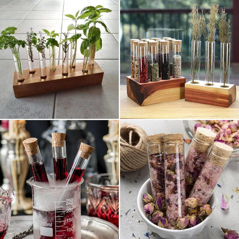 DEPEPE 30pcs 25ml Glass Test Tubes, 20×100mm Clear Flat Test Tubes with Cork Stoppers for Plants, Scientific Experiments, Bath Salt and Candy Stor...