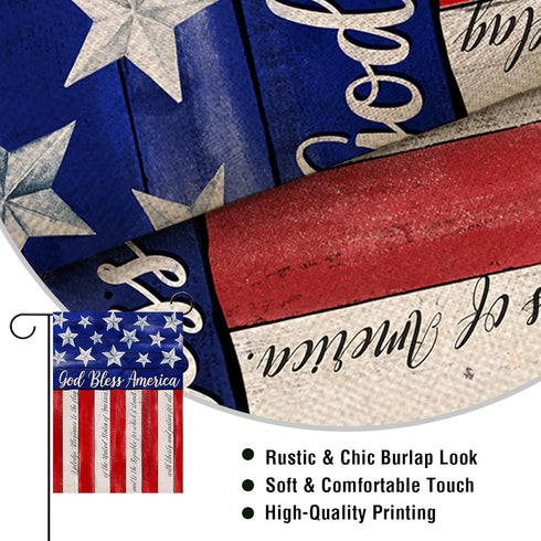 God Bless America 4th of July Home Decorative Garden Flag, House Yard American Stars Stripes Outside Decor, USA Patriotic Memorial Day Outdoor Sma...