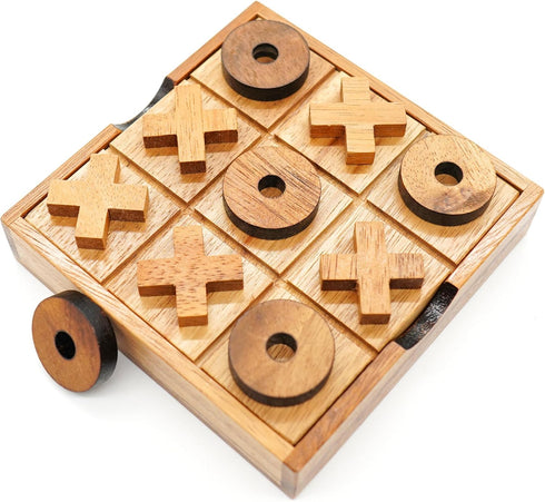 BSIRI Wooden Tic Tac Toe Game - Brain Teaser Puzzles for Adults and Unique Gifts for Kids, Coffee Table Decor Living Room Decor Modern Wood Decor,...