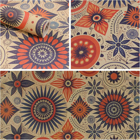 Contact Paper for Countertops Cover - Boho Moroccan Egyptian Inspired Peel and Stick Wallpaper - Removable Self Adhesive Thick Floral Vinyl Film R...
