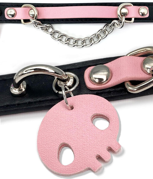 Leather Choker Collar Necklace For Women,Cute Skull Gothic Punk Rock Choker Necklace Collars...