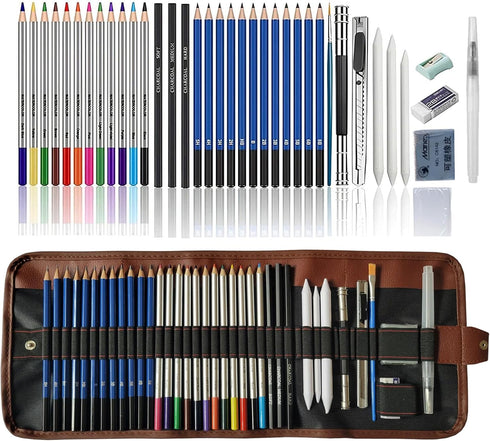 Drawing Pencils 38pcs Art Supplies Sketching Pencil Set with Graphite Pencils,Watercolor Pencils with Brushes,Charcoal Pencils for Artists Kids Be...