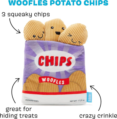 Barkbox 2 in 1 Interactive Plush Dog Toy - Rip and Reveal Dog Toy for Small Dogs - Stimulating Squeaky Pet Enrichment and Puppy Toys | Woofles Pot...