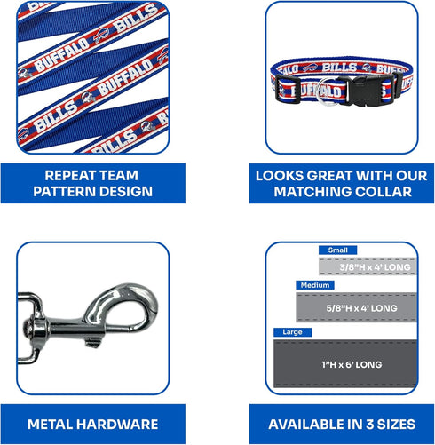 NFL PET Leash Buffalo Bills Dog Leash, Medium Football Team Leash for Dogs & Cats. A Shiny & Colorful Cat Leash & Dog Leash Licensed by The NFL...