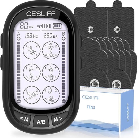 Dual Channel TENS EMS Unit Large Screen 24 Modes 36 Levels Intensity Muscle Stimulator, Rechargeable Electric Pulse Massager TENS Machine for Lowe...