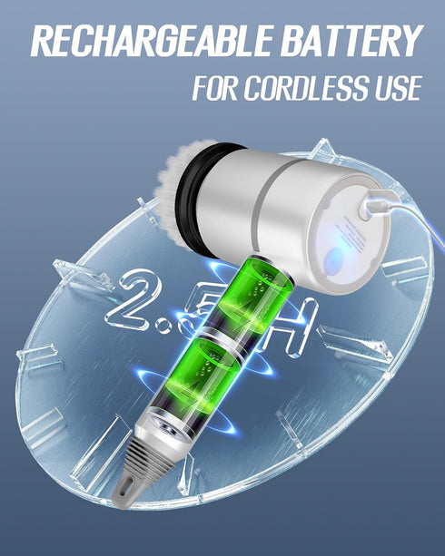 Cordless Electric Spin Scrubber, 3 Adjustable Speeds Cleaning Brush with 4 Replaceable Brush Heads, IPX7 Waterproof Electric Scrub Brush for Kitch...
