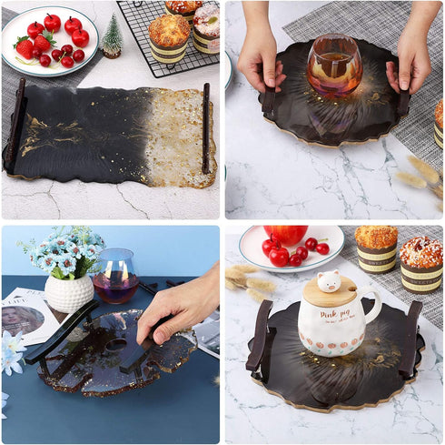 Gartful 4PCS Handle Molds for Resin Casting, Epoxy Resin Handle Molds for Serving Board, Agate Platter, Jewelry Tray, Cabinet Cupboard, Home Decor...