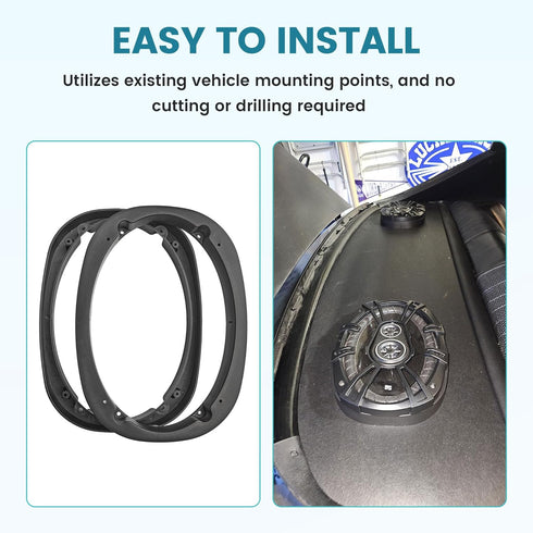 6X9 Universal Plastic Vehicle Speaker Spacer Ring Adapter, 6x9 Inch Car Speaker Spacer Mounting Bracket Adapter Refit Audio Speaker Mat, 1 Pair...