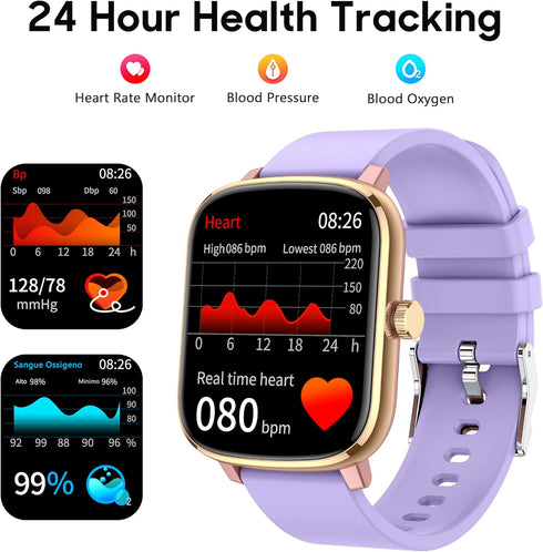 Popglory Smart Watch, 1.69'' Fitness Watch Women Men with Heart Rate, Blood Pressure, Blood Oxygen & Sleep Monitor, 110 Sports Modes Fitness Track...
