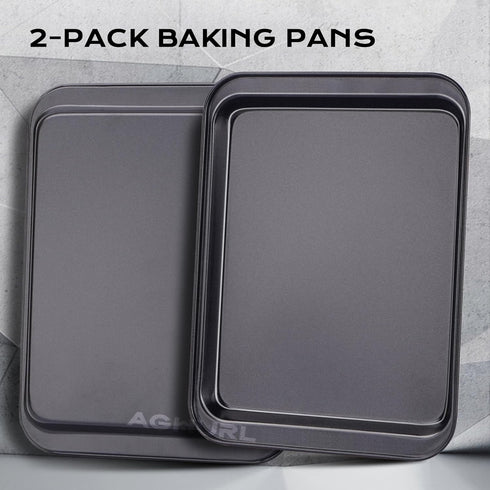 Baking Sheets, Small Cookie Trays, Nonstick Carbon Steel Baking Pan, Bakeware Set, 2-Pack, 9.45 X 7.09 Inch (Inner 7.5x6)...