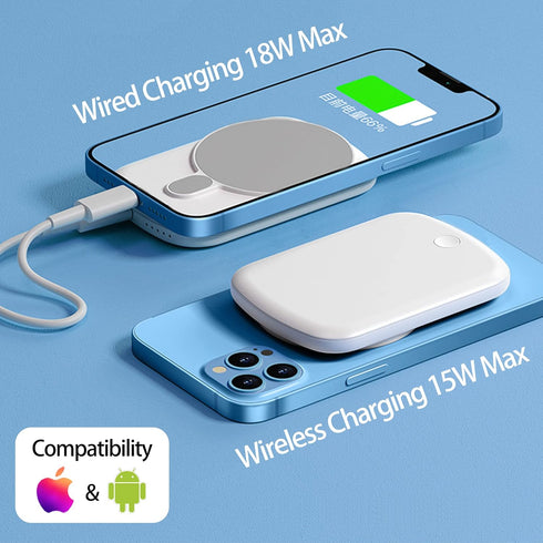 Portable Mag-safe Charger, 10000mAh Wireless Power Bank 18W Fast Charging 20W Type C Quick Charge Back up Power Supply for iPhone15/15 plus/15 pro...
