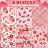 JarThenaAMCS 12 Sheets Valentine's Day Wrapping Paper Groovy Hippie Gift Wrap Paper Bulk Folded Flat Red Pink DIY Craft Art Paper for Birthday Wed...