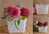 White Lace Flower Vase Pot Decor Holder 4" 5" 6" Square (Small 4" W x 4" D x 4.5" H)...