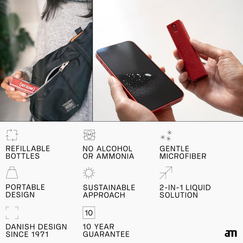 AM 2 in 1 Screen Cleaner Mist Spray - Versatile for Computers, Phones, iPads, Laptops, and Car Smart Screens, Refillable and Eco-Friendly, include...