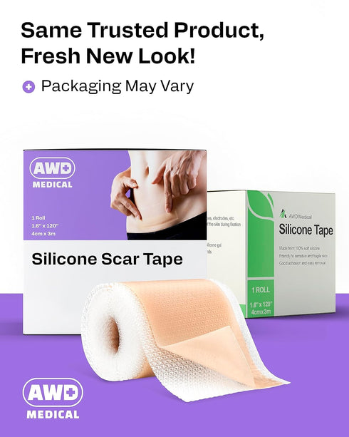 AWD Silicone Scar Sheets for Surgical Scars - Seamless Medical Grade Silicone Scar Tape for C Section, Tummy Tuck Tape - Silicone Skin Patches Aft...