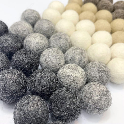 Wildflower by hu hands Weathered Naturals Wool Felt Balls (50) Pom Poms in Neutral Earth Tones for Crafts, Garland, & Decor .8-1 Inch Size | Hand ...