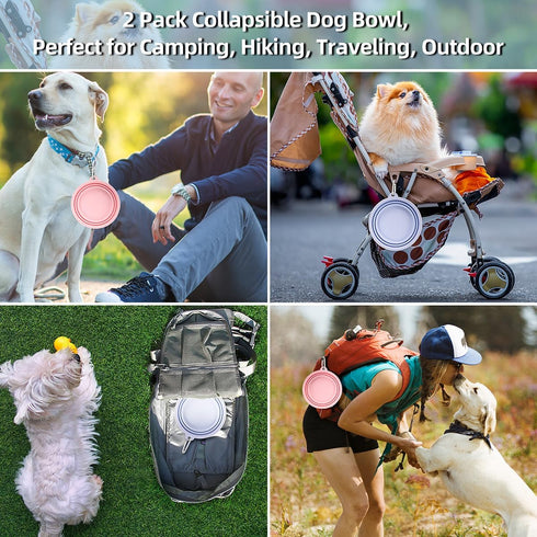Kytely Collapsible Dog Bowls X-Large (1500ml), 2 Pack Foldable Dog Travel Bowls, Portable Dog Water Food Bowl with Clasp, Pet Feeding Cup Dish for...
