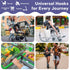 Leather Stroller Hooks for Diaper Bag and Stroller Organizer - RUVALINO® Stroller Strap with Large Carabiner Clip for Bags - Accessories for Wheel...