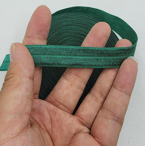 10 Yards Fold Over Elastic Stretch, Braided Elastic Ribbon for Hair Ties Headbands, Available in Various of Colours (Dark Green, 5/8in)...