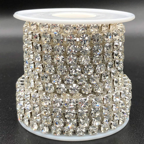 1 Roll 5 Yards Large Crystal Rhinestones Close Chain, 5mm Rhinestone Chain, SS24, Sew on Crystal Rhinstone Chain Trim, Crystal Claw Cup Chain Roll...