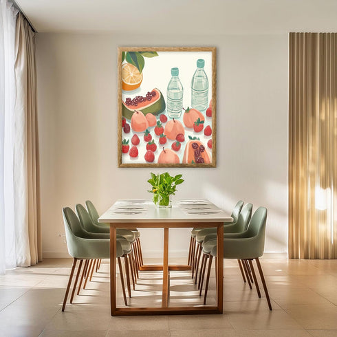 Posterizer 1 pcs-colorful healthy fruits retro drawing style design poster 1-Kitchen & Bar Art-Retro Art- Art for Cafe, Restaurant, Coffee Bar - u...