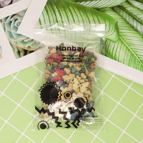Honbay 100PCS Mixed Color 2-Hole Wooden Butterfly Buttons for Sewing Crafts...