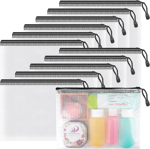 Umriox Small Zipper Pouch, 9.5x7.1 in (Black, 12 Packs), Zipper Bags with Zipper for Office Supplies Travel Accessories...