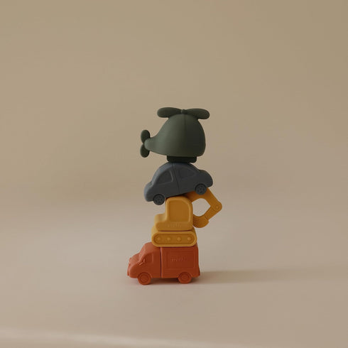 mushie Silicone Vehicles Bath Play Set 4 Pack | Mold Free...