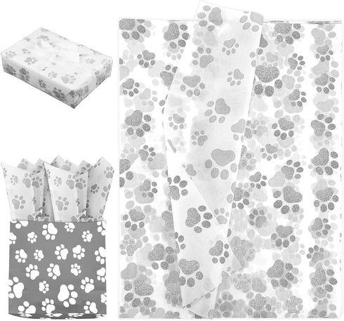 30pcs Dog Paw Tissue Paper, 20x14in Cute Paw Print Tissue Paper Puppy Paws Tissue Paper Sheets Gift Wrapping Tissue Paper for Gift Packaging Weddi...