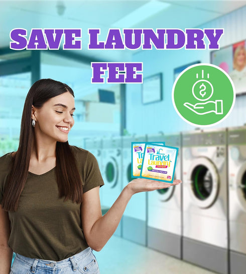 Skywin Travel Laundry Detergent 10 ml - 32 Pack Effective Travel Detergent Packets for Sink Washing - Lightweight Travel Laundry Soap, Internation...