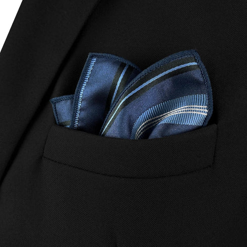 S&W SHLAX&WING Pocket Square for Men Striped Royal Blue Stripes Navy Elegant Business Formal...