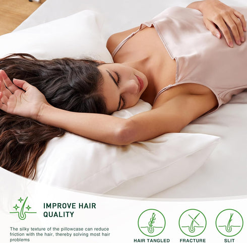 Love's cabin Satin Pillowcase for Hair and Skin, Similar to Silk Pillow Cases for Women, Pillow Case Queen Size Set of 2, Satin Cooling Pillow Cov...