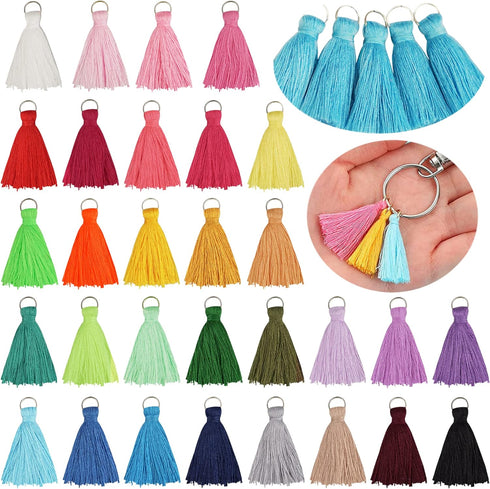 180PCS 30 Colors 3.5CM Multi-Color Mini Tassels Tiny Craft Tassels for Earring Jewelry Making Keychain Tassel Charms Bag Charms Pendant Handmade D...