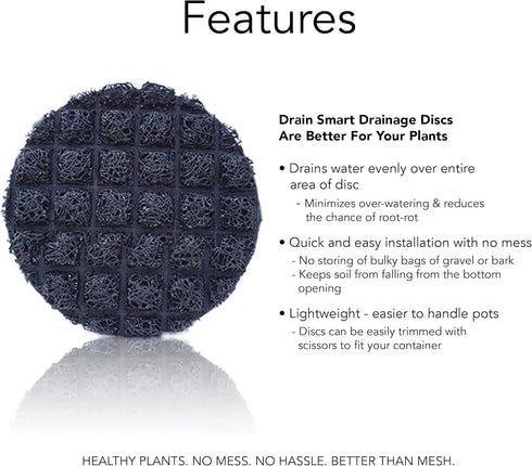 9” 2-Pack 3D Mesh Drainage Discs - Perfect for Indoor/Outdoor Potted Plants | Container Gardening | Plant Pot Liner Minimize Root Rot | Made in Th...