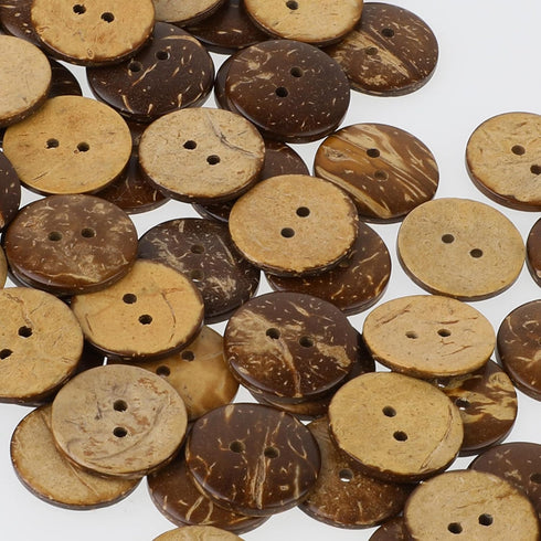 100pcs Natural Coconut Shell Buttons Sewing Buttons 2 Hole Big Buttons, 3/4 Inch Brown Wooden Buttons for Crafts Sewing, Shirt, Clothing Replaceme...