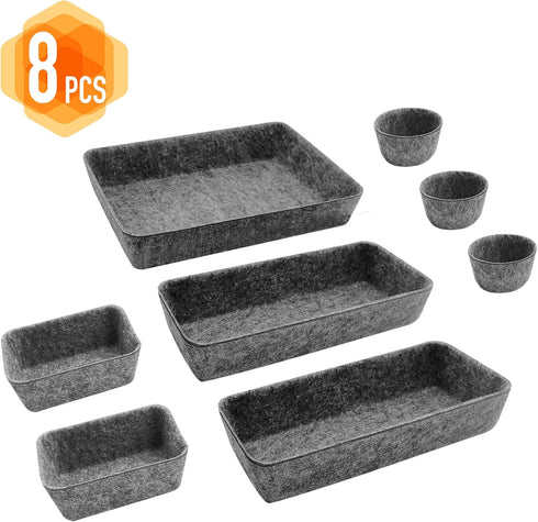 8pcs Drawer Organizers, Separators, Storage Box,Felt Storage Bins Inserts Tool Containers Toy Basket Shelf Cubes Foldable Drawer Dividers Desk Org...
